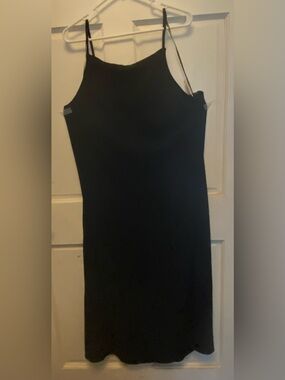 Old Navy Black Midi Slip Dress with Spaghetti Straps